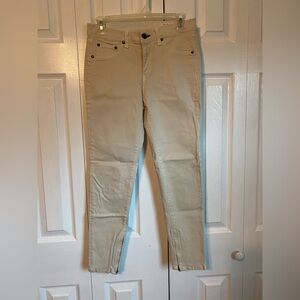 Rag & Bone Store Exclusive Coated 28 Ankle Zip Pants Jeans Cream Ivory